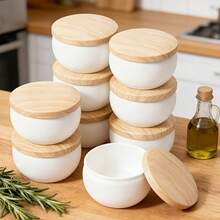HIZTGHC 58pcs Elegant Round Metal Candle Making Kit, Includes 16 Candle Jars And Full Set Of DIY Accessories (Candles Not Included), Sturdy Containers, Suitable For Dinner, Wedding, Hotel Decor, Table Centerpiece And Holiday Gifts - Wood Grain Lid 16 Sets/58 Pieces - View 2