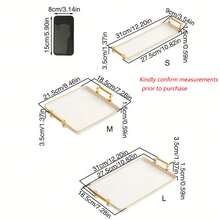 1pc Modern Luxury Double Handle Design Tray, Suitable For Wedding, Snacks, Outdoor, Multi-Purpose Tray - White - View 5