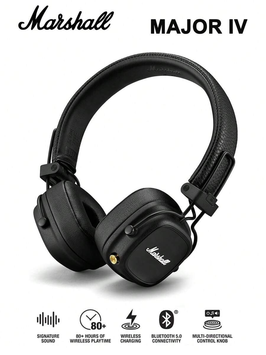 Headphone Bluetooth Over-Ear Marshall Major IV, Headphone Nirkabel, Dapat Dilipat, Waktu Putar Nirkabel 80 Jam
