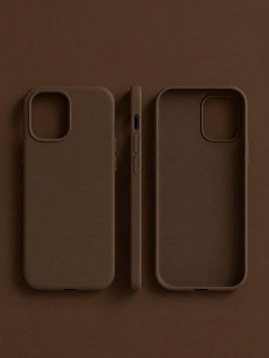VRNOEI 高級棕色手機殼,適用於 iPhone 17 Air 16 15 14 13 12 11 Pro Max Plus,抗黃變、柔軟觸感、高品質防震保護殼 - 棕色 - 查看 1