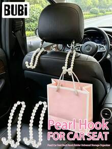 2pcs Pearl Car Seat Back Hooks Universal Storage Organizer Seat Hooks Car Interior Accessories - Pearl - View 9