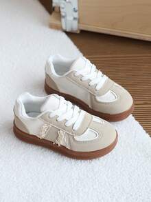 1 Pair Girls' Soft Sole Fashion Versatile Anti-Slip Casual Outdoor Sports Shoes For Toddlers - Beige - View 2