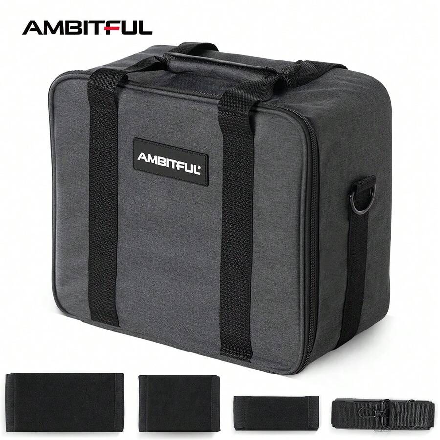 AMBITFUL PB19 Portable LED Video Light Kit Storage Bag, Photography Lighting Equipment Protective Carrying Case With Handle And Shoulder Strap