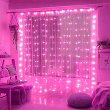 1 Paquete, 600/300/200/100 Luces de Hada LED Cortina, Luces de Cadena de Navidad Alimentadas por USB, Adecuadas para Dormitorio, Sala de Estar, Decoración de Boda, Fiesta de Cumpleaños, Navidad, Acción de Gracias, Decoración de Halloween y Luces Festivas - Cadena de luces de cortina USB - Ver 18