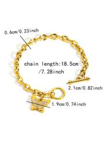 MECYLIFE 1pc Gold Stainless Steel OT Clasp Bracelet For Women, Fashion Elegant Butterfly Pendant Bracelet With Rhinestones - Yellow Gold - View 6