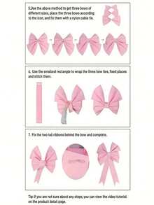 1pc Pink Bow, DIY Pink Bow, Suitable For Princess Birthday, Wedding Anniversary, Birthday Party, Living Room Decor, Public Photo Frame Background, Also Suitable For Christmas Tree Top Decoration, Large Gift Wrapping, Wall Hanging Decor - View 8