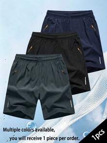 1 pièce Short de sport décontracté pour garçons, couleur unie, mode et polyvalent pour l'extérieur, l'été - Gris foncé - Voir 7