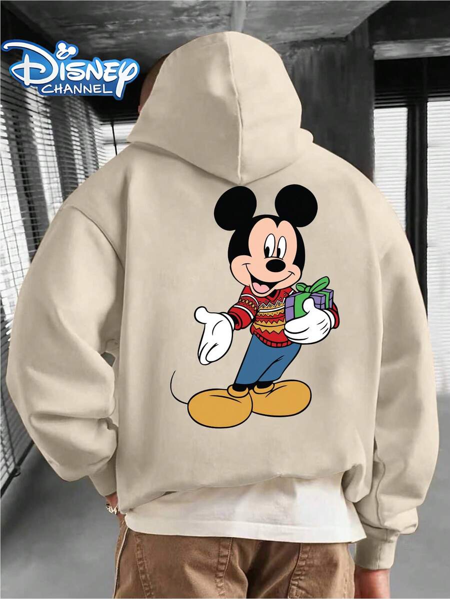 Disney Retro Mickey Mouse Hoodie: A Versatile, Relaxed-Fit Gift,Men's Hooded Sweatshirt - 杏色 - 查看 1