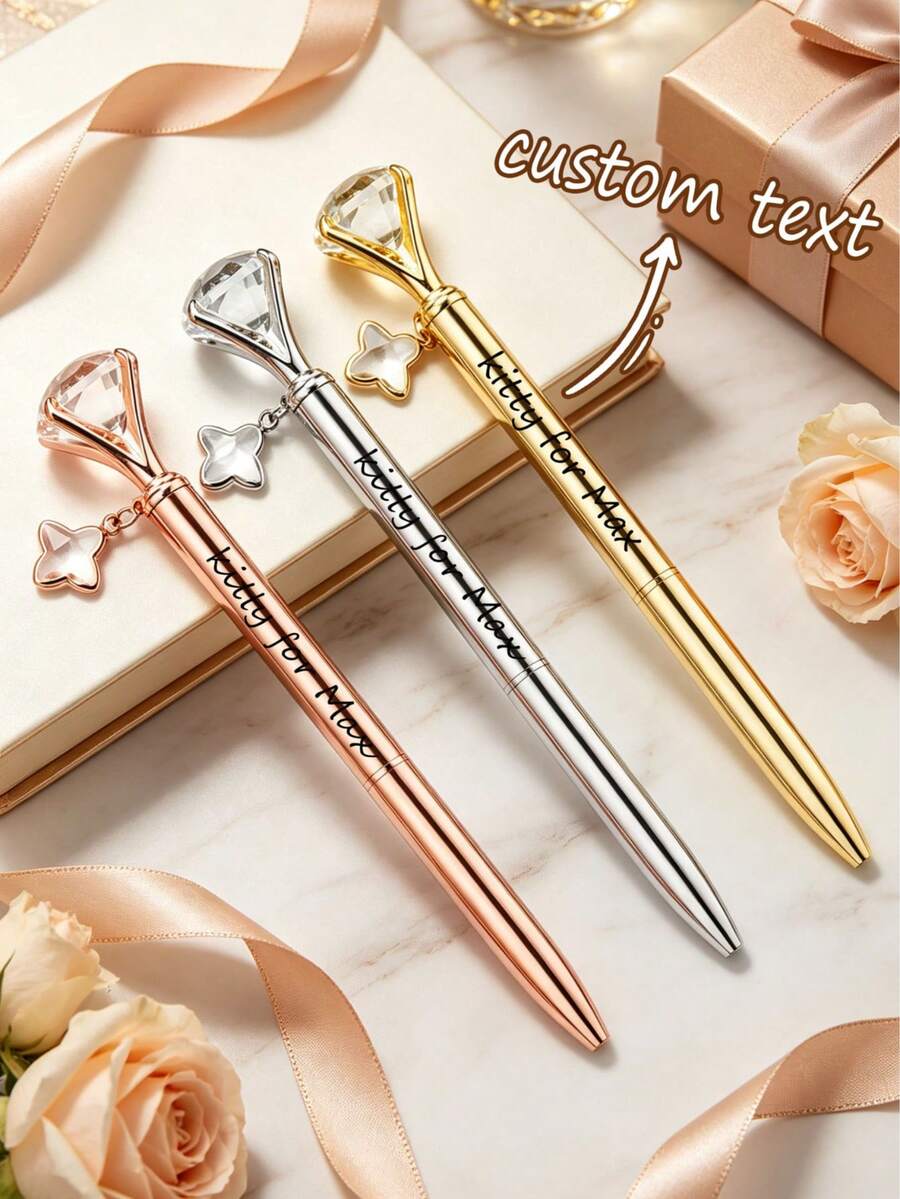 1pc Star Pendant Crystal Diamond Metal Ballpoint Pen, Hotel Promotional Gift, Thoughtful Gift For Family, Friends, Teachers, Parents, Colleagues, Perfect For Back To School And Graduation Season - Sets - View 1