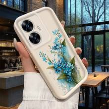 Phone Case - Blue Forget-Me-Not Bouquet Design Phone Case, Compatible With Realme C2 C3I C11 C12 C15 C17 C21Y C25Y C25S C30S C33 C35 C51 C53 C55 C63 C65 C67 5S 5I 6 7 8 9 10 20 12Pro+ 11X 30A Narzo50Iprime 50A Tianyan Ladder, New Mobile Phone Case - (單色)每包1件 - 查看 1