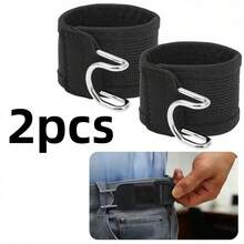2pcs/Set Solid Color Casual Polyester Men's Adjustable Buckle Elastic Waist Belt, Outdoor Waist Strap Accessories With Hook And Loop - Multicolor - View 1