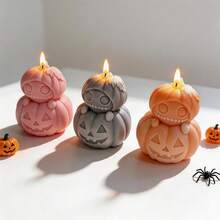 Jack-O-Lanterns Halloween Silicone Mold Stacked Pumpkin Candle Mold Ghost Skeleton Resin Plaster Mould For Halloween Decor - SZ842 - View 3