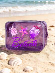 Transparent Waterproof Storage Bag, Zippered Cosmetic Bag With Cartoon Ocean Shell Pattern, Large Capacity Waterproof Multi-Functional Storage Pouch, Women's Transparent Toiletry Bag, Foldable Lightweight Wash Bag, Portable Travel Personal Care Cosmetic Organizer. Teacher's Day Gift, Mother's Day, Back To School, Vacation - Multicolor - View 15