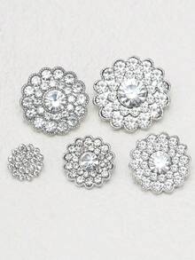 5 Stücke/Packung Metall-Strass-Knöpfe, mehrfarbig & mehrgrößig, handgenähte dekorative Accessoires für Pullover, Mäntel, Hemden, Jacken, Kleider, Kleidung Handgefertigte Nähutensilien - Mehrfarbig - Übersicht 4