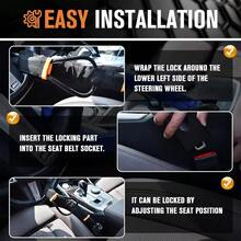Car Steering Wheel Lock Anti-Theft Device, Adjustable Retractable Steering Wheel Lock, High Strength Steel Construction, Heavy Duty Security Lock For Cars, SUVs & Trucks, Portable Auto Security Protection Accessory For Daily Parking And Travel Use - Multicolor - View 9