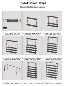 Black Metal Shoe Rack With Handrail, Space-Saving, Minimalist Dust-Proof, Stable, Stylish, Easy To Assemble And Disassemble, Portable, Suitable For Living Room, Bedroom, Entryway, Office, Home, Multi-Layer Storage, Holiday Gift, Children's Gift - Multicolor - View 5