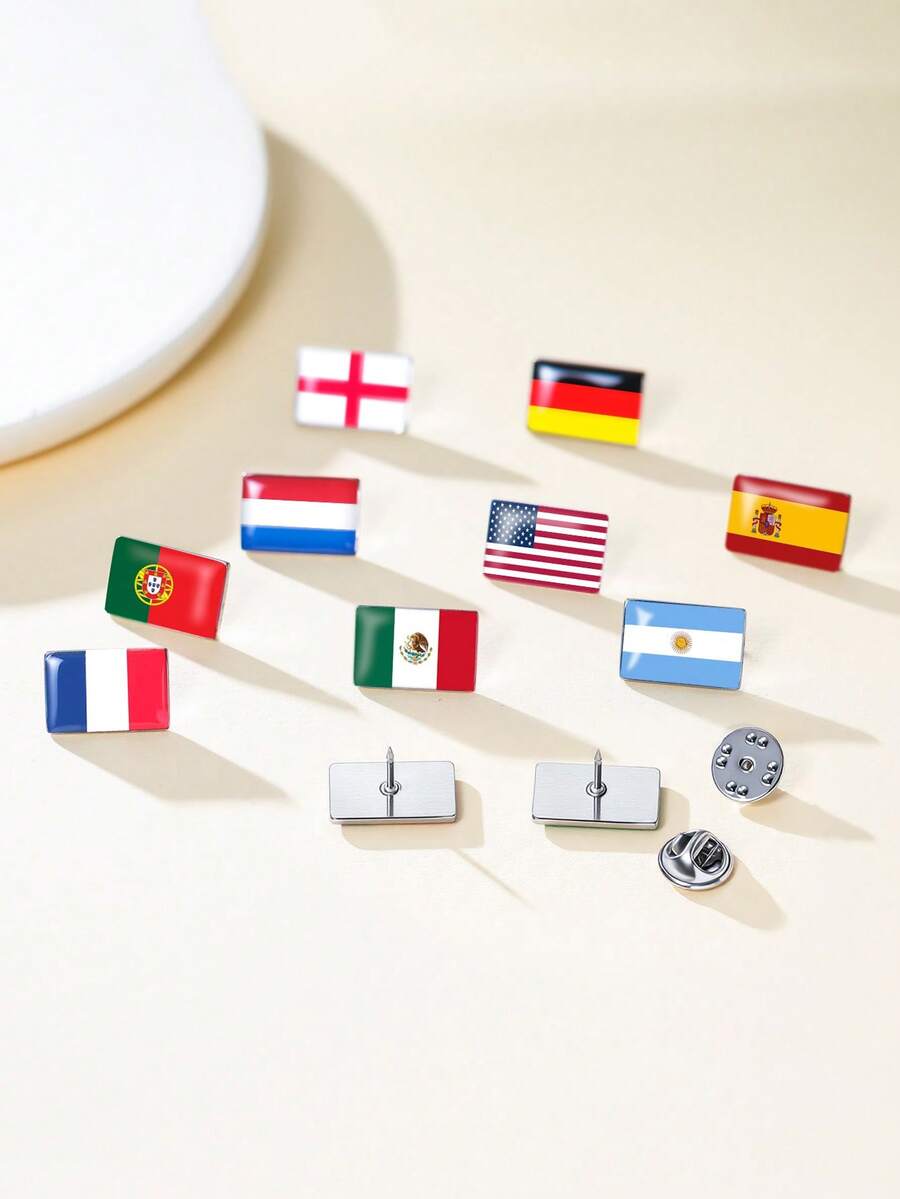 TEAMER 1pc Fashionable Women's Stainless Steel Colorful Flag Brooch Unique Meaningful Exquisite Accessory Commemorative Gift For Friends - Brooch - View 1