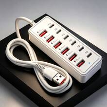 12-In-1 66W Fast Charging Station | 6 USB Ports + 6 Type-C PD Fast Charging Ports Power Hub, Compatible With IPhone, Laptop, Phone, Tablet, Game Console And Other Devices - View 3