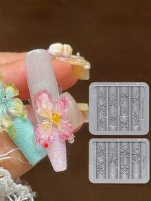 3D Flower Charms Nail Art Silicone Mold Plumeria & Butterfly Design Easy-To-Use Nail Mold Reusable Carving Mould For DIY Manicure Sculpting Tool - Clear - View 10