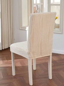Juego de 1/2/4/6 fundas elásticas de jacquard para sillas de comedor, fundas elásticas de cobertura completa en color oscuro, protector de silla de felpa suave lavable, adecuado para cocina, comedor, fiesta, boda - Blanco - Ver 5