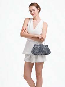Women's Handbags, Beaded Evening Clutches Designed Specifically For Women, Sequined Wallets, Perfect For Formal Occasions Such As Wedding Receptions - 灰色 - 查看 8