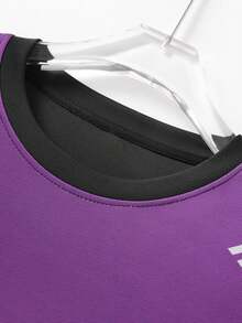 Men's Crew Neck Sports Casual Long Sleeve T-Shirt, Gradient Color Fitness Running Long Sleeve T-Shirt Top, Suitable For Outdoor Activities, Men's Sports T-Shirt Top - Purple - View 6