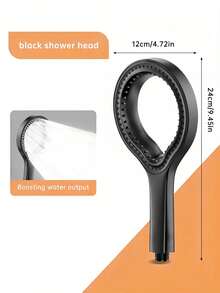 1pc Heart-Shaped Ring Shower Head, High Pressure Oval Design With Ergonomic Handle, No Hose Connection Required, Durable Black/Silver/Grey Plastic Modern Bathroom Upgrade, Adjustable Water Flow, Enhanced Water Pressure, Bathroom Accessory - Multicolor - View 14