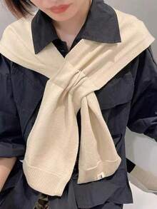 1 Stück Damen Mode gestreifter Strick-Cardigan mit kontrastfarbigem kleinem Schal, Frühling/Sommer/Herbst Sonnenschutz multifunktionaler Büro-Mesh-Schal für Klimaanlagenräume, Nacken- & Schulterschutz-Weste, geeignet für alle Jahreszeiten, RC Kleid - Verschiedenfarbig - Übersicht 14