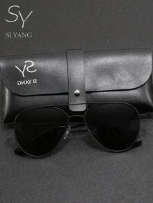 SY SI YANG 品牌 1 副雙橋圓框飛行員偏光時尚眼鏡，中性不鏽鋼超薄輕量金屬鏡框，適合戶外釣魚、海灘、開車、度假、商務時尚眼鏡，附眼鏡盒與清潔布 - A - 查看 6