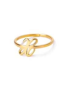 1PC Fashion 26 English Initial Chunky Rings For Women Men Opening 18K Gold Plated Smooth Letter Ring European And American Style Finger Jewelry - Gold Ring - View 24