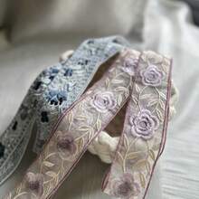 180cm DIY Embroidered Floral 3D Vintage Relief Rose Lace Trim, Distressed Crochet Hollow Fabric Accessory, Suitable For European Classical Wedding Dress, Court Style Dress, Handmade Patchwork Material, Vintage Mori Style Clothing Remake Trim - Multicolor - View 2