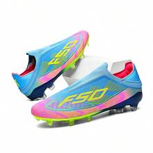 Men's Casual AG Football Shoes, Unisex Minimalist Soccer Cleats For Artificial Turf, Simple Classic Style, Anti-Slip Wearproof Outsole, Lightweight Breathable Build For Training And Leisure Activities - Mint Blue - View 2