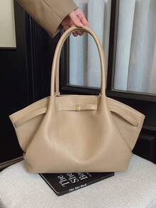 Nueva bolsa de hombro de moda para mujer de cuero de alta gama de unicolor retro, bolso cruzado, edición especial multifuncional, exquisita y elegante, de gran capacidad, duradera, l - Caqui - Ver 3