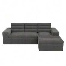 Modular L-Shaped Corner Sofa, Frameless Design, Cloud Sofa, Combinable At Will, Ideal For Living Rooms And Apartments, No Assembly Required, In Beige Corduroy Fabric. - Dark Grey - View 1