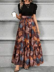 Women Long Dresses - Black and White - View 7