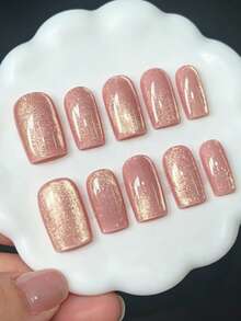 Shecass 10pcs Handmade Nails Press On Nails Short Nails For Summer Vacation Graduation Party - Multicolor - View 3