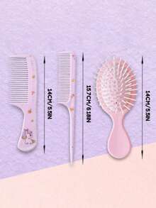 Juego de 3 piezas de cepillos de unicornio, cepillo de cojín con diseño de dibujos animados y peine de dientes finos, mango ergonómico de ABS, cerdas de plástico duradero, regalo ideal para niñas - A - Ver 2