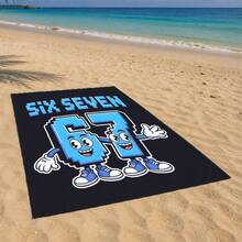 1pc Pixel Style Six Seven Cartoon Number Print Beach Towel, Quick Dry And Absorbent, Suitable For Bathroom, Beach, Pool, Gym, Multi-Purpose Use - Multicolor - View 13