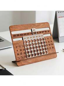 Nuevo Calendario Perpetuo de Madera Calendario de Escritorio Mensual Decoración - Multicolor - Ver 4