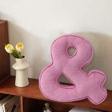 Almohada de felpa con letra rosa, almohadas decorativas con forma de letra inicial de pana, almohadas de letras del alfabeto inglés de la A a la Z para decoración de sofá, recámara, sala de estar (S) - E - Ver 3