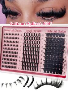 4-In-1 Combination False Eyelashes (Cluster), Specifications Cover 280/270/260 Clusters And 100D-200D Density, Length 6-20mm; Supports Reusable, Suitable For DIY Lash Extensions, Includes Cartoon Style And Faux Mink Thick Style. - D - View 9
