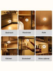 Touch Control LED Night Light, USB Rechargeable, 3-Color Dimmable, Wall-Mounted Bedroom Bedside Lamp, Suitable For Walls, Closets, Kitchens, Under Cabinets And Countertops - One Size Fits All - View 9
