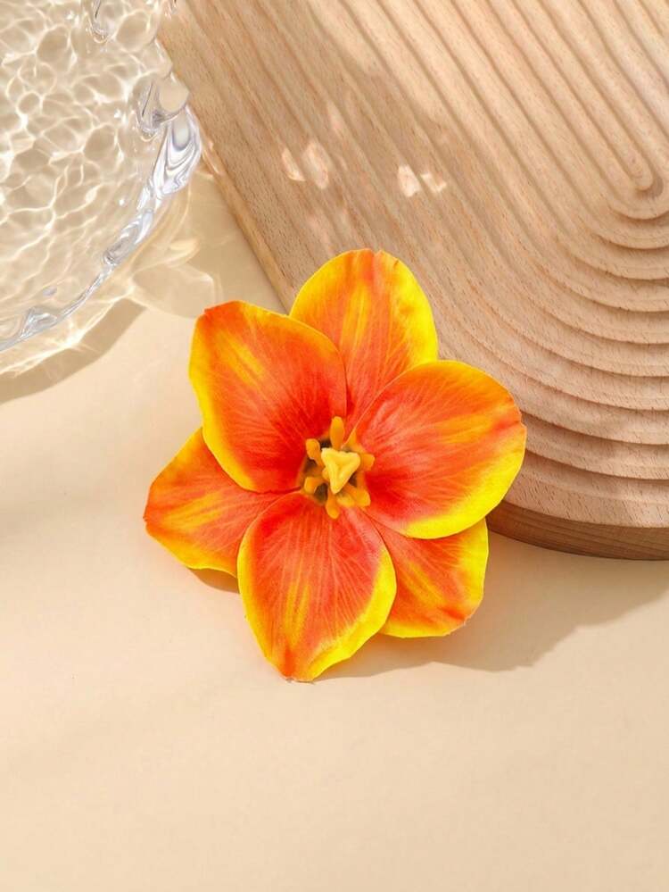 3/1pc Hawaiian Flower Hair Clips, Suitable For Vacation Beach Party, Summer Tropical Style Flower Hair Accessories, Wedding Party, Girls Hair Clip Gift - Multicolor - View 4