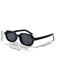 Women's Premium Cat Eye Sunglasses, Square Round Frame With Rivet Embellishments, Tea Color & Grey Lenses, Suitable For Beach Travel And Beach Outfits - Multicolor - View 6