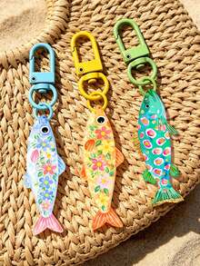 Cute Little Fish Acrylic Keychain, 2D Acrylic Fish Bag Charm, Colorful Beach Theme Keychain, Bohemian Key Accessory, Versatile Bag Pendant, Full Of Summer Beach Vibe, Suitable For Backpack, Wallet, Phone, Earphone, Car Hanging, Cute Daily Accessory And Gift, Unique Birthday Gift, Vacation Gift, Party Gift, Teacher Gift, Summer Gift - Multicolor - View 4