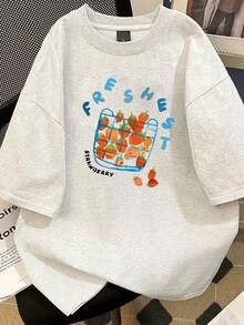 T-shirt ample à col rond pour femmes, été 2025, confortable et décontracté, parfait pour les jeunes et pour un usage quotidien dynamique 2026 - [Blanc] - Voir 4