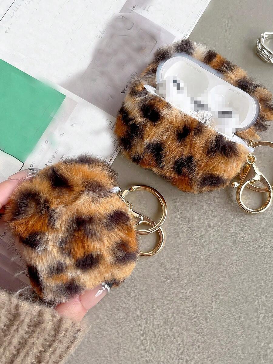 苹果玳瑁手机壳豹纹毛绒外壳兼容 Airpods 兼容 Airpods1/2 AirPods Pro - 彩色 - 查看 1