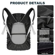 1pc 15-75L Black Backpack Rain Cover, Waterproof, Dust-Proof, Suitable For Outdoor Travel, Hiking And Climbing Backpacks, Foldable, With Reflective Strip, Suitable For Outdoor, Climbing, Commuting, School, Home, Travel Storage - A - View 5