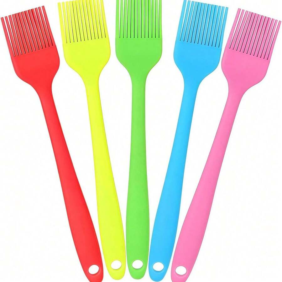 2/1pc Silicone Barbecue Brush, Heat-Resistant Silicone Brush, High-Quality Cooking Brush, Suitable For Camping Barbecues, Salads, Baking, Cooking, Frying, And Roasting. Perfect For Summer Parties, Camping, And Everyday Cooking. - Multicolor - View 1