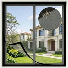 No-Drill Self-Adhesive Screen Window | Self-Adhesive Installation, Ventilation & Mosquito Protection, Multiple Sizes Available, Washable - Black Mesh With Black Trim - View 2
